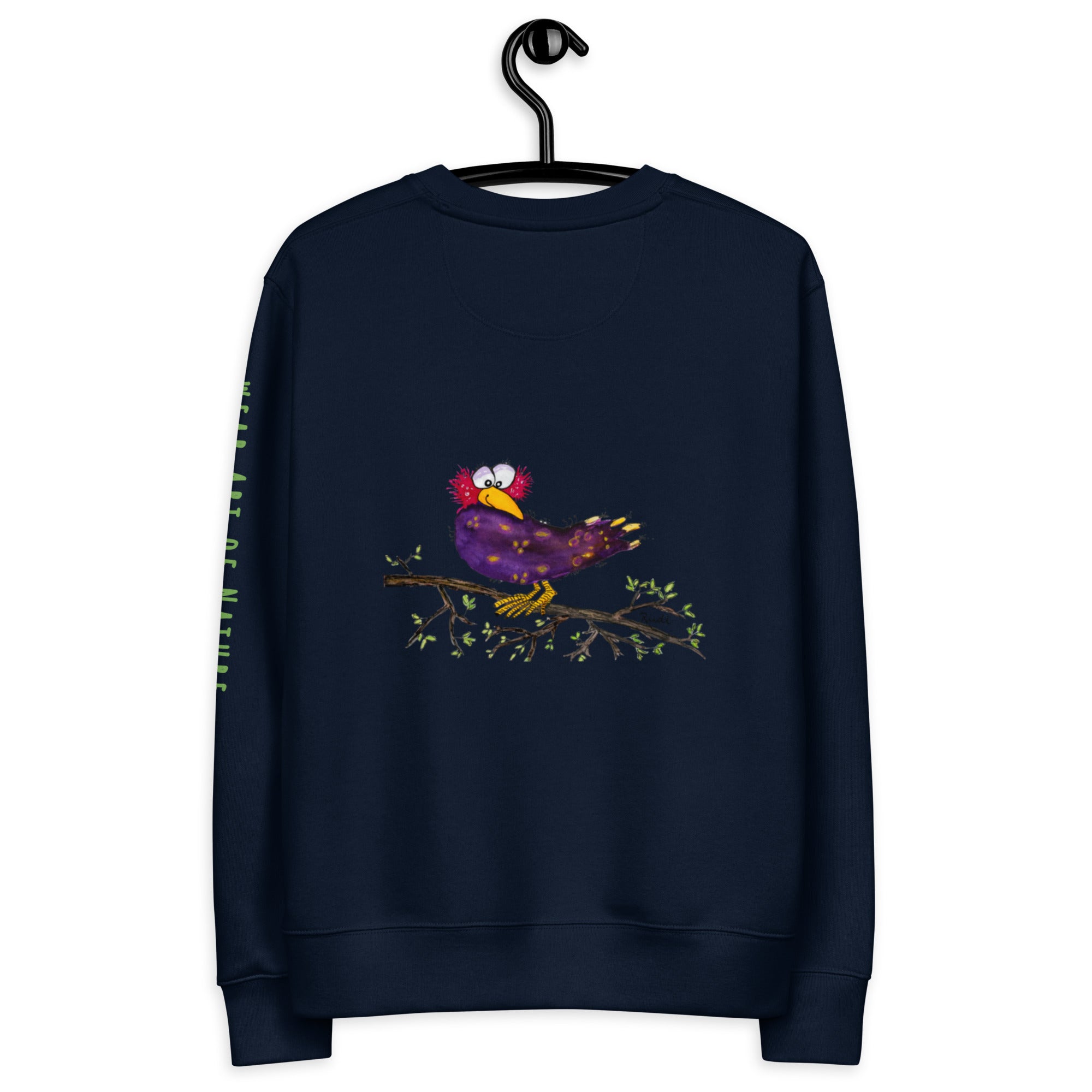 Raven-Unisex Bio-Pullover mit Arm-Lettering Backprint