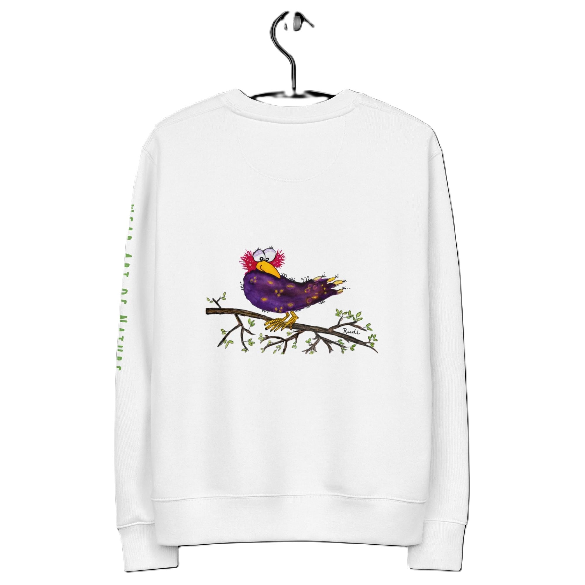 Raven-Unisex Bio-Pullover mit Arm-Lettering Backprint
