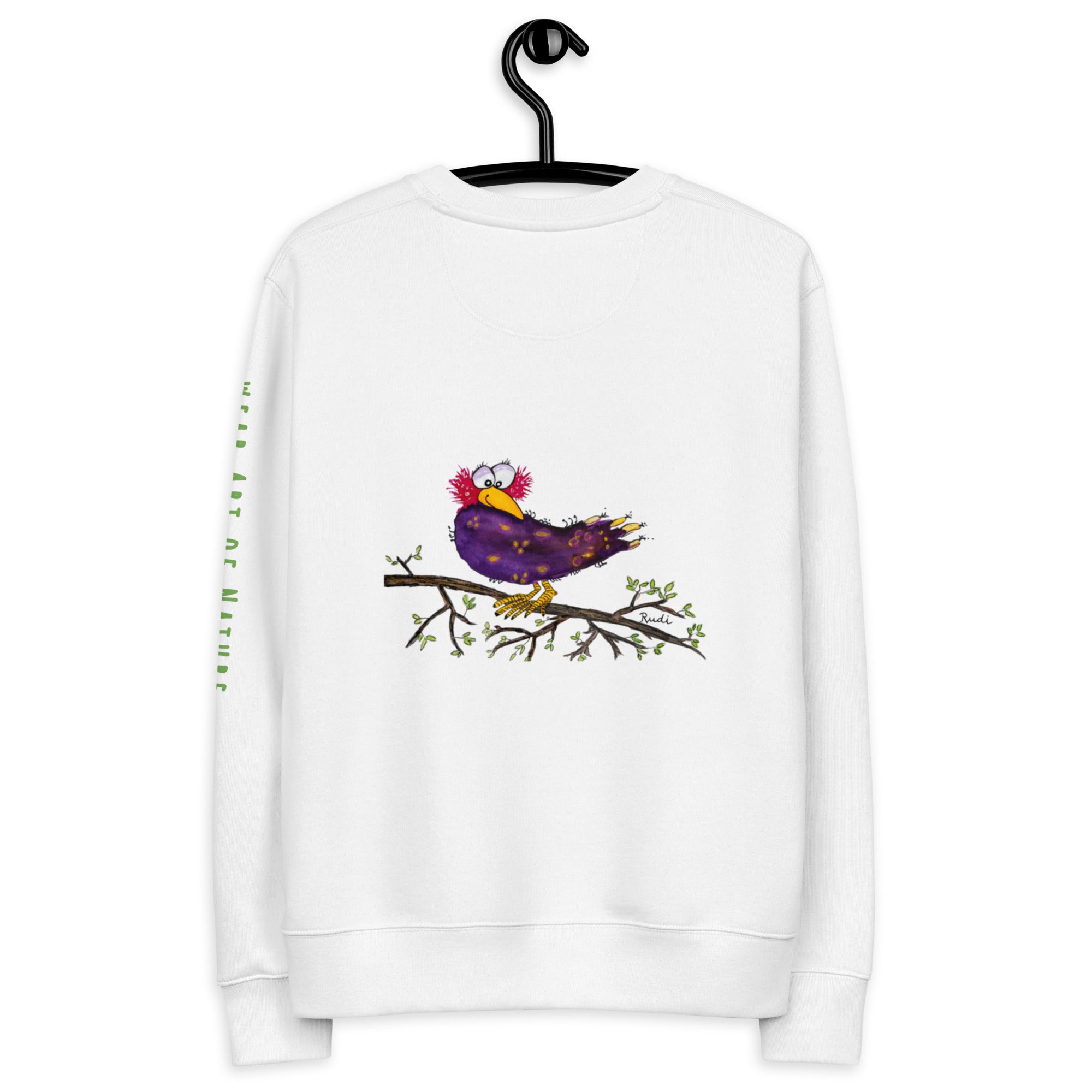 Raven-Unisex Bio-Pullover mit Arm-Lettering Backprint