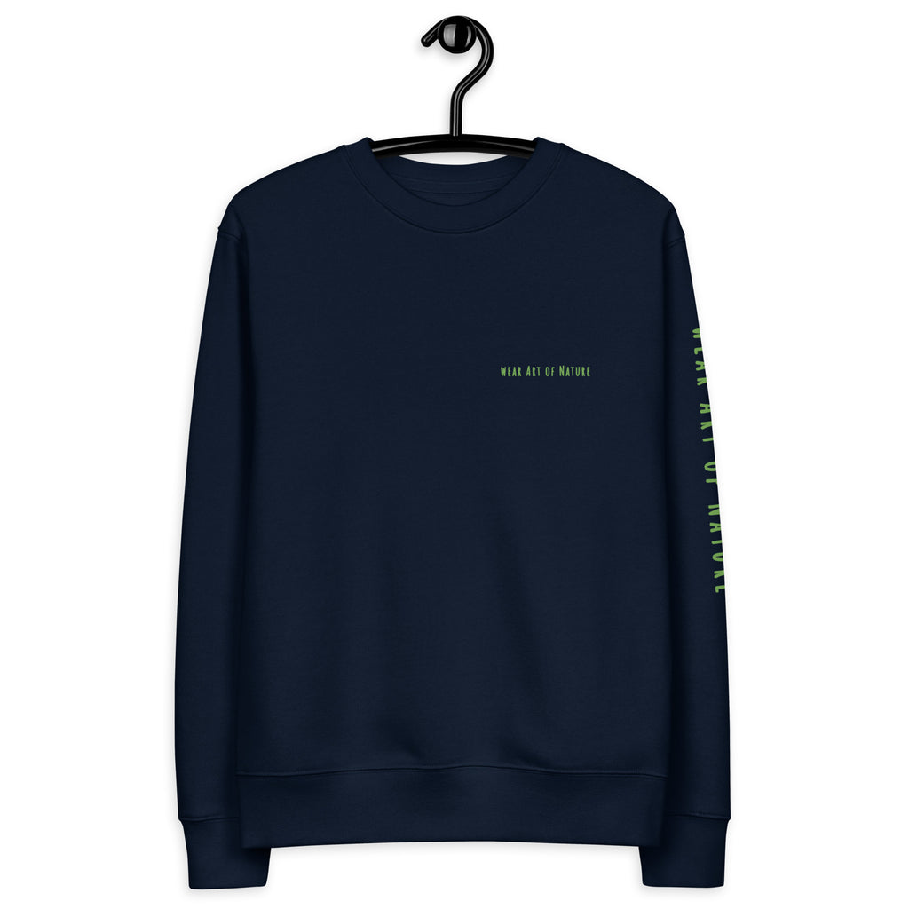Raven-Unisex Bio-Pullover mit Arm-Lettering Backprint