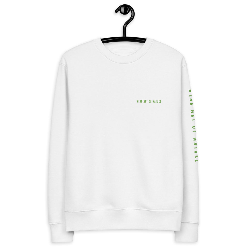 Raven-Unisex Bio-Pullover mit Arm-Lettering Backprint