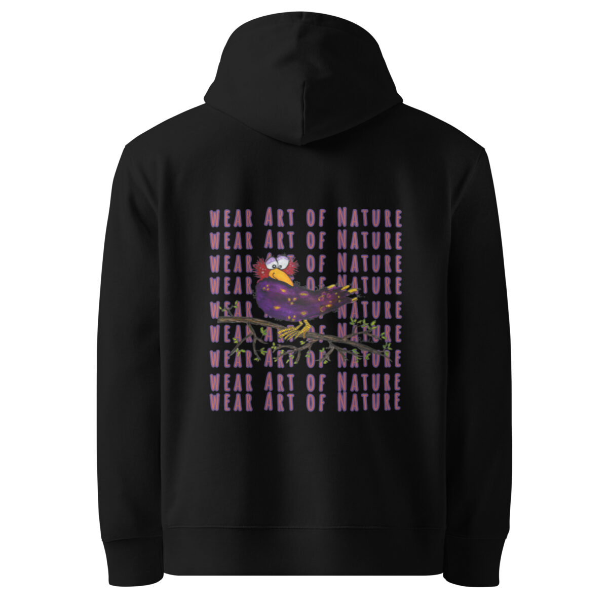 raven x backprint hoodie – nachhaltige bio mode von wear art of nature core collection