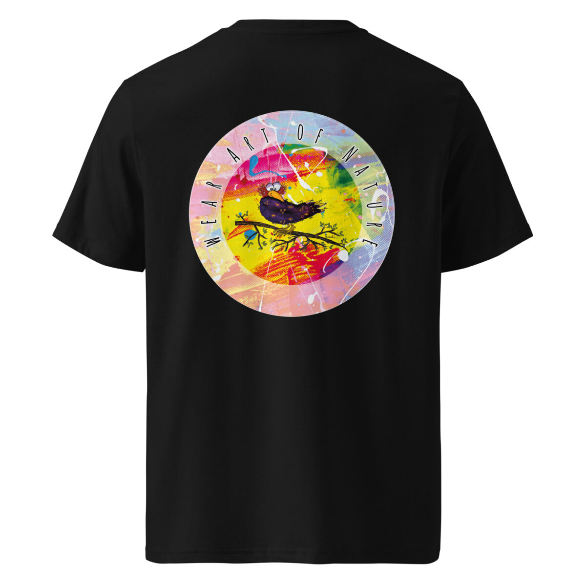 raven round front / backprint t shirt – nachhaltige bio mode von wear art of nature core collection
