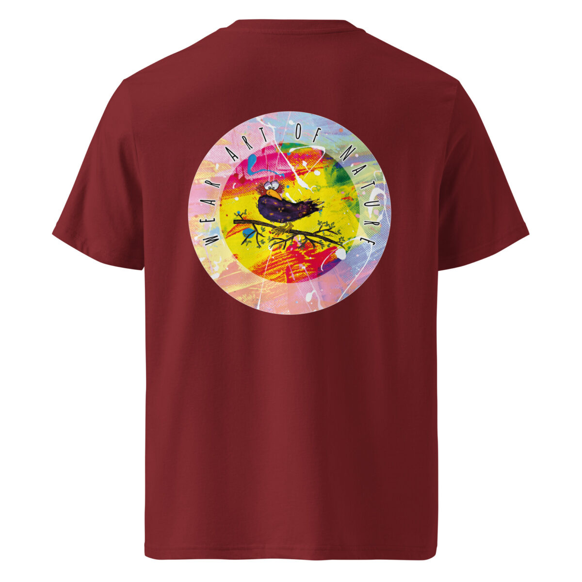 raven round front / backprint t shirt – nachhaltige bio mode von wear art of nature color collection